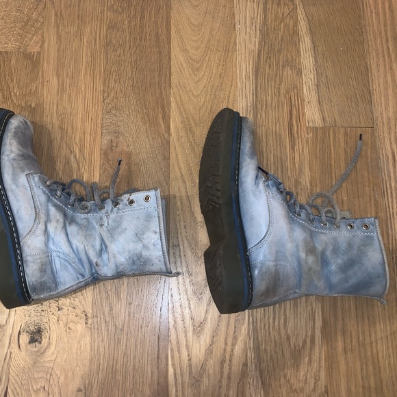 Distressed baby blue laced up boots. Purchased at “Via Maestra” in Milan, ITA - Picture 9 of 9